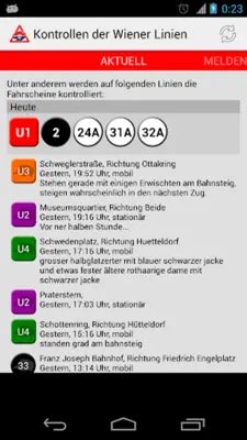 Kontrollen der Wiener Linien android App screenshot 2